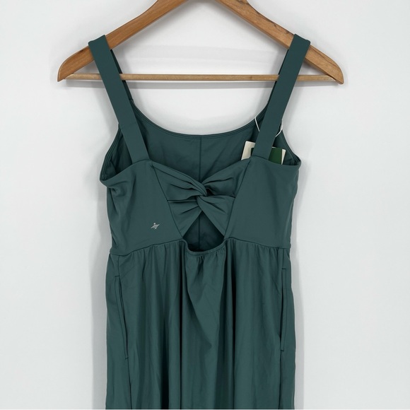 Halara SoftlyZero Airy Padded Midi Dress Blue Spruce Teal Green  - Size S - Picture 9 of 13